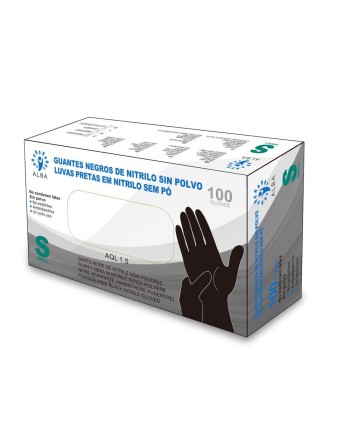 GUANTES DE NITRILO SIN POLVO NEGROS 100 UDS  Talla