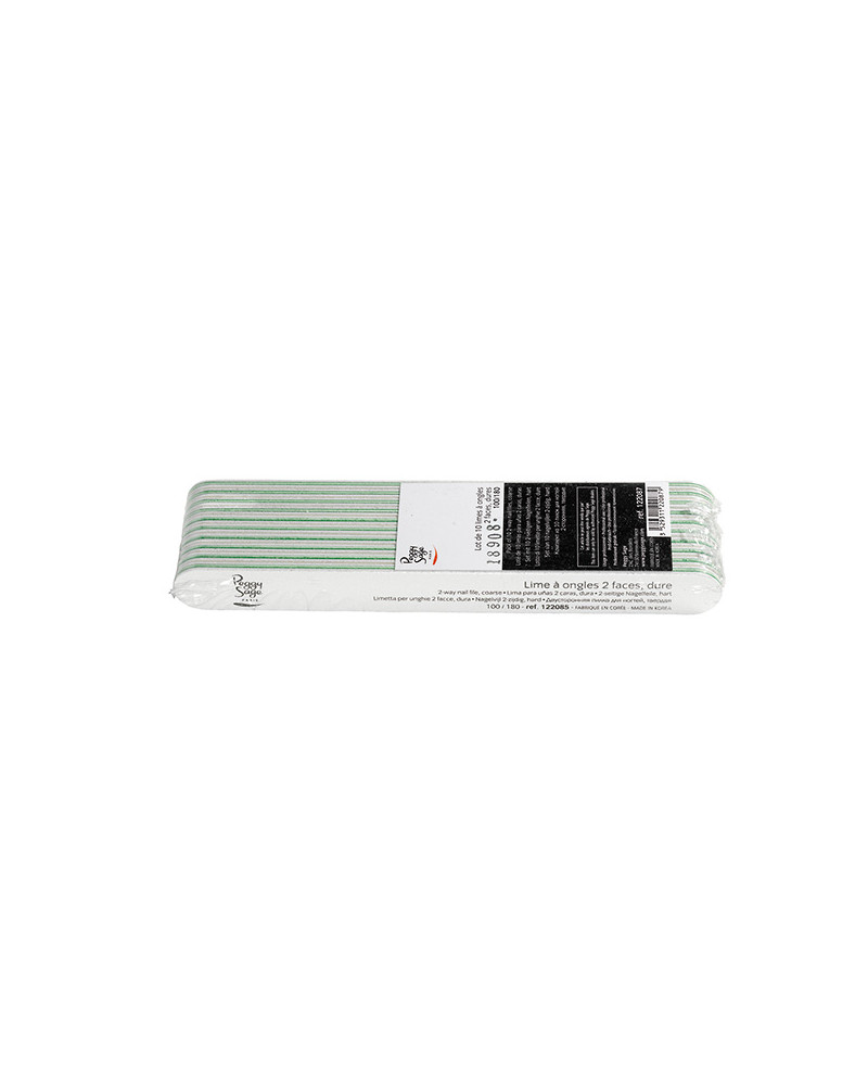 Lote 10 limas para uñas 2 caras 100/180, blanco