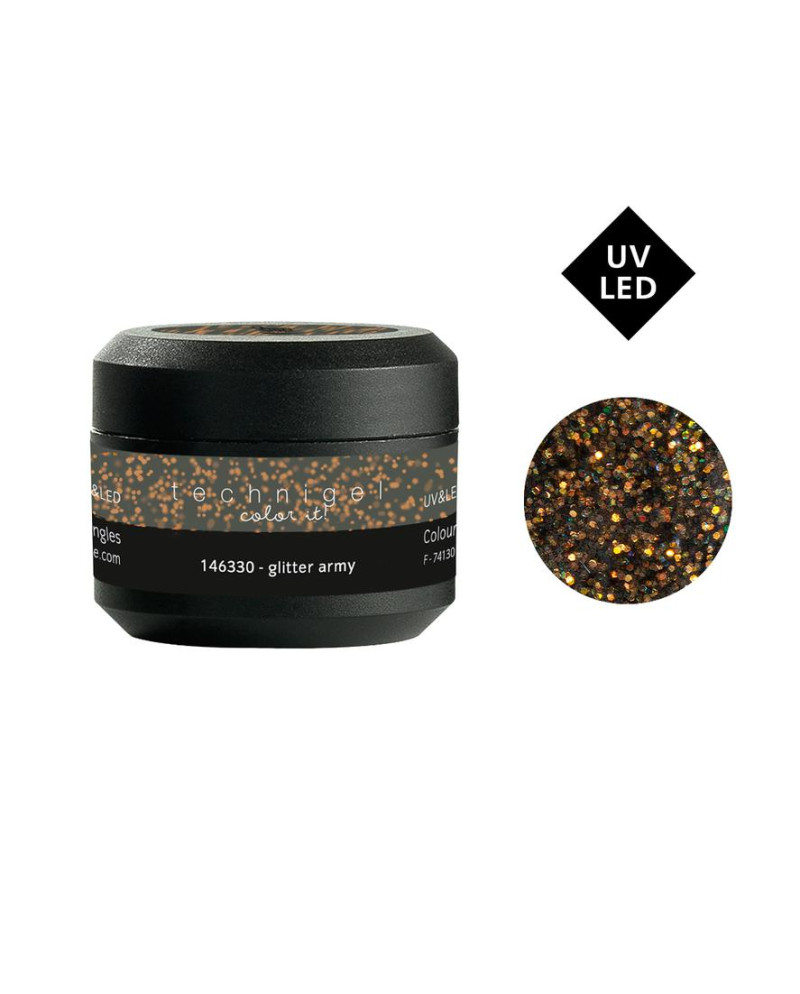 Gel UV/LED color para uñas glitter army 5 g
