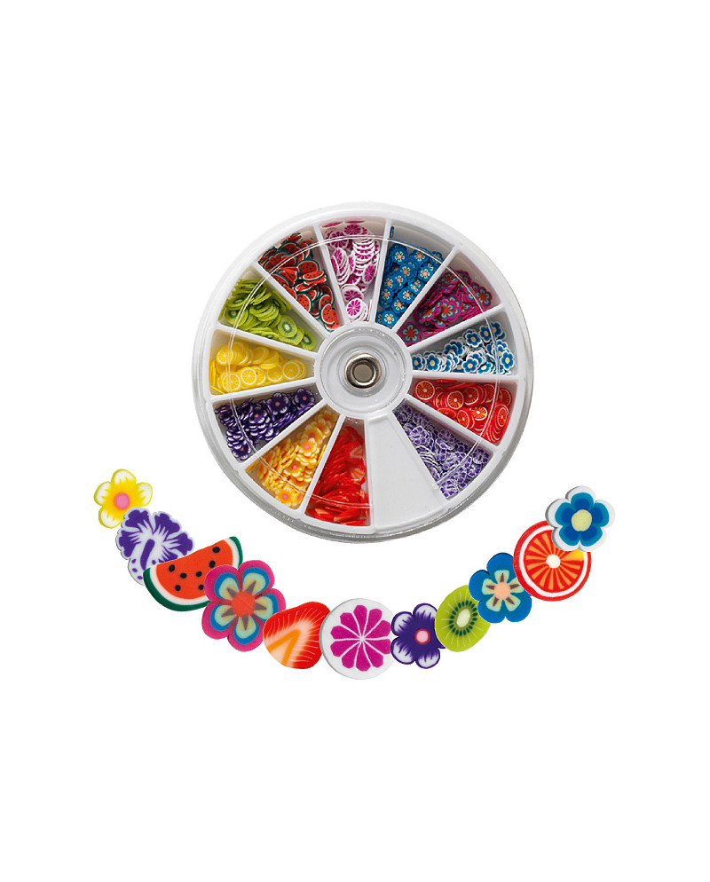 Carrusel para 600 adornos para uñas fruits&flowers