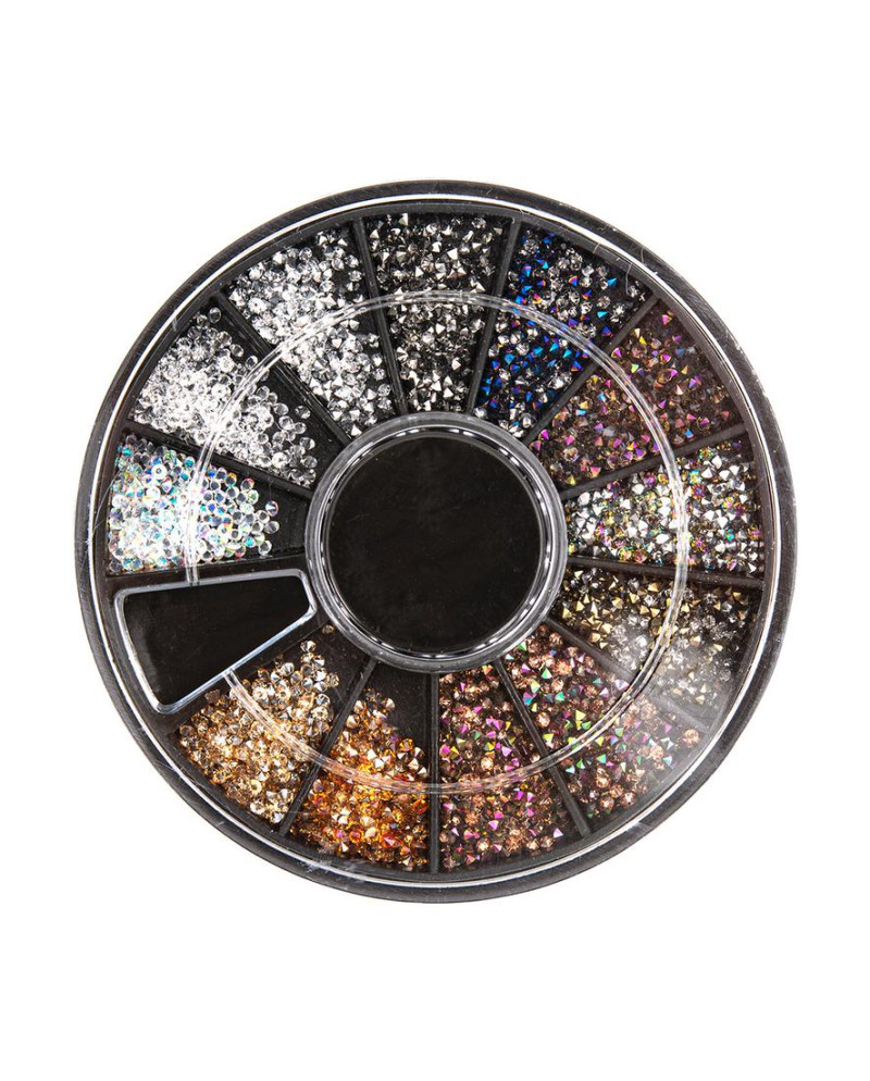 Caja redonda de strass para uñas - Micro diamond