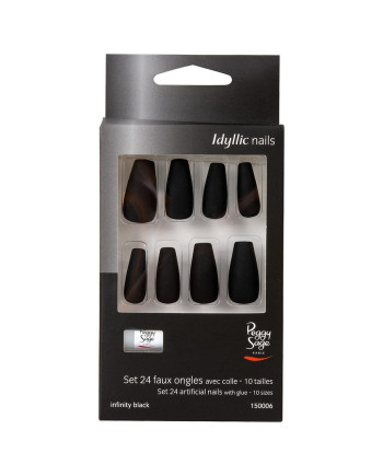 Set 24 uñas artificiales Idyllic nails - infinity black
