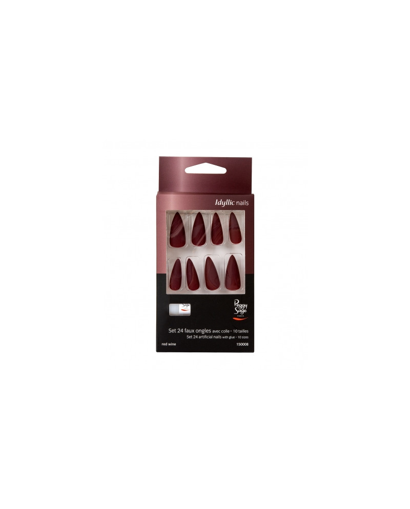 Set 24 uñas artificiales Idyllic nails - red wine