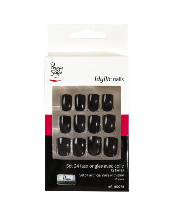 Set 24 uñas artificiales Idyllic nails - black