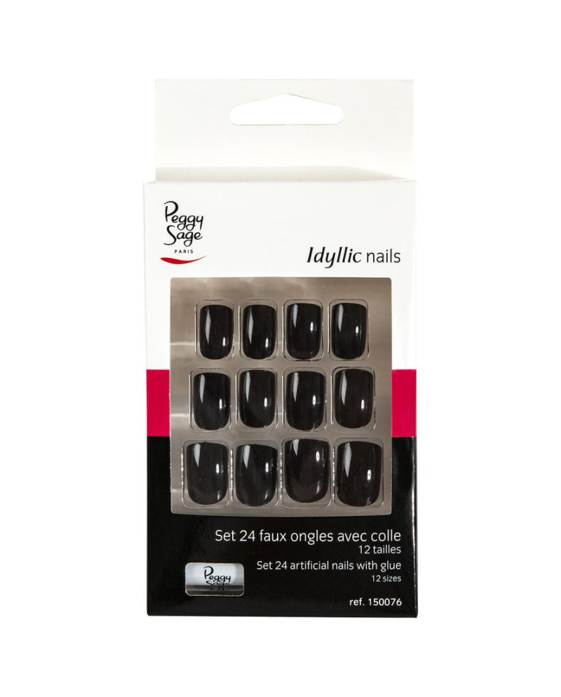 Set 24 uñas artificiales Idyllic nails - black