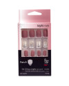 Juego de 24 uñas artificiales con parche - pink sparkle