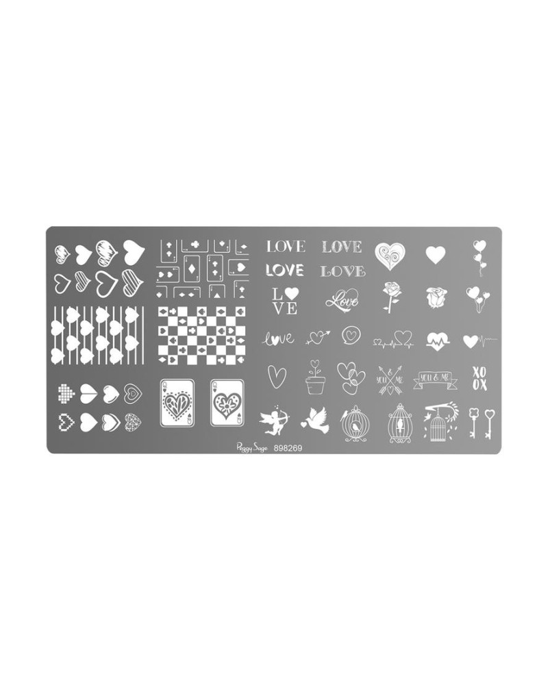 Placa de stamping nail art love