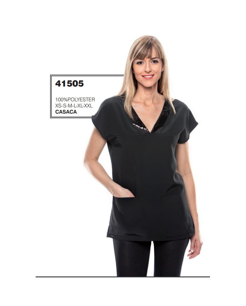 CASACA NEGRA MANGA CORTA C/PALLETS 41505
