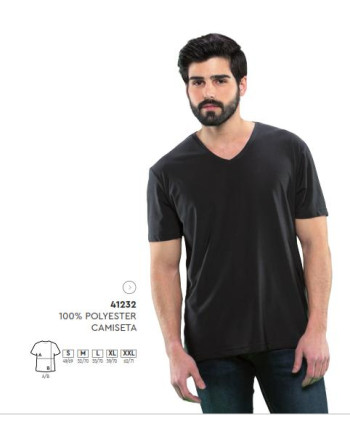 CAMISETA NEGRA PICO MANGA CORTA 41232