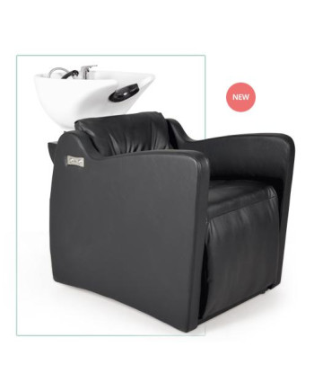 LAVACABEZAS POLARIS NEGRO NG3 CON RECLINACION ELECTRICA (CERAMICA ADONIS BLANCA Y SISTEMA ANTIGOTEO