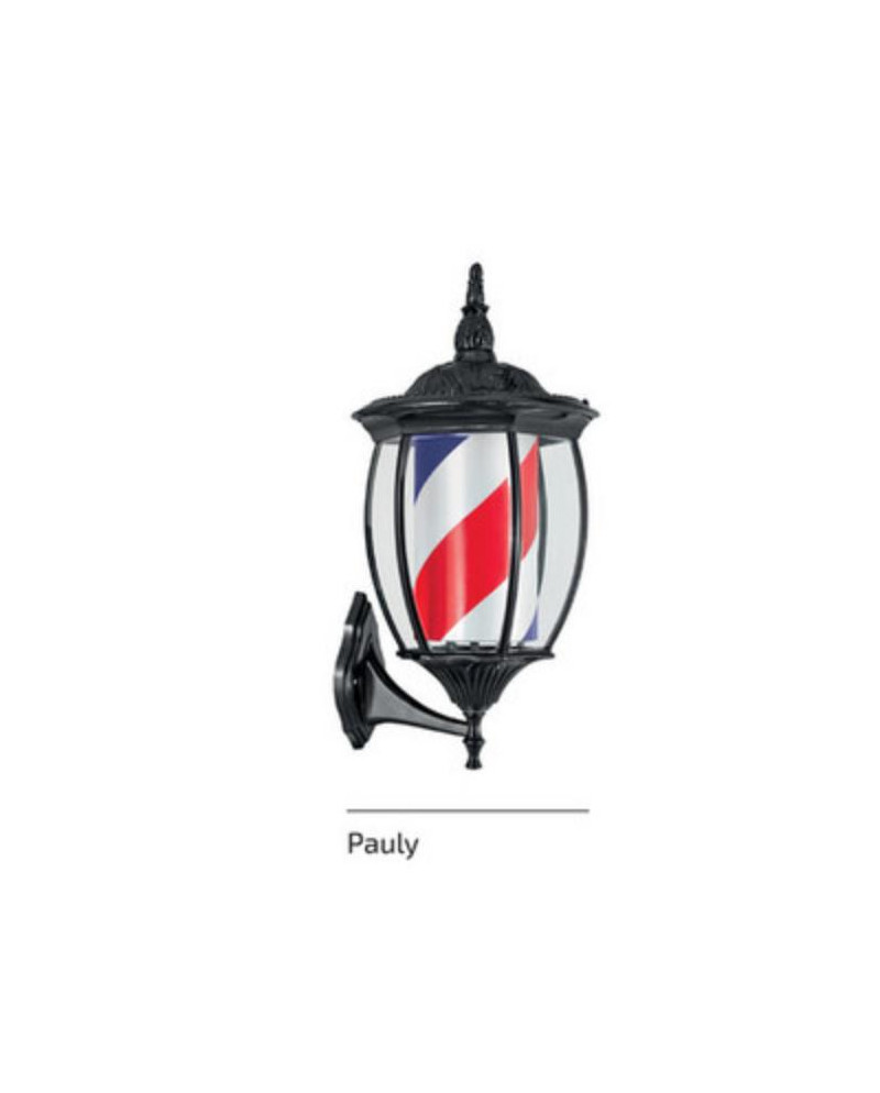 POSTE BARBERO ELECTRICO NEGRO VINILO INTERIOR ROJO, BLANCO Y AZUL ILUMINADO MP