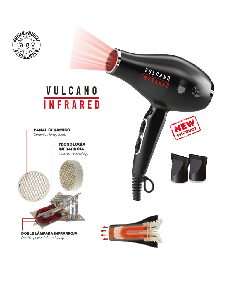 SECADOR By AGV VULCANO INFRARED 2200w. IONICO CERAMICO