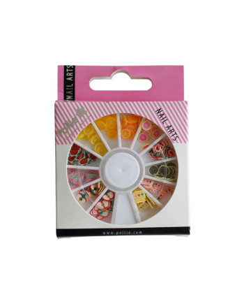 FIMO NAIL ART FLORES Y FRUTAS RUEDA 144 UDS