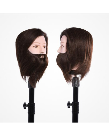 CABEZA MANIQUI HOMBRE CON BARBA LIGHT BROWN 18 cms. 70% CABELLO HUMANO 30% CABELLO YAK