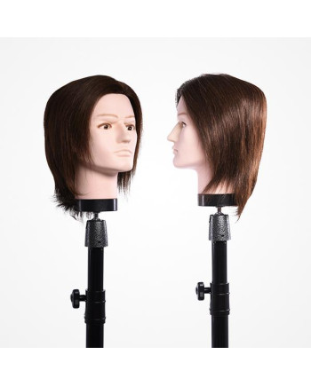 CABEZA MANIQUI HOMBRE LIGHT BROWN 18 cms 70% CABELLO HUMANO 30% CABELLO YAK CON SOPORTE