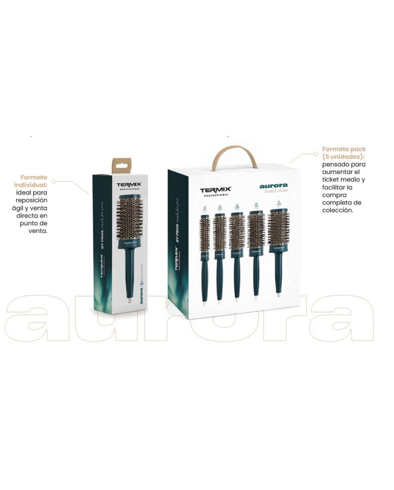PACK 5 CEPILLOS TERMIX REDONDOS AURORA PROFESIONAL